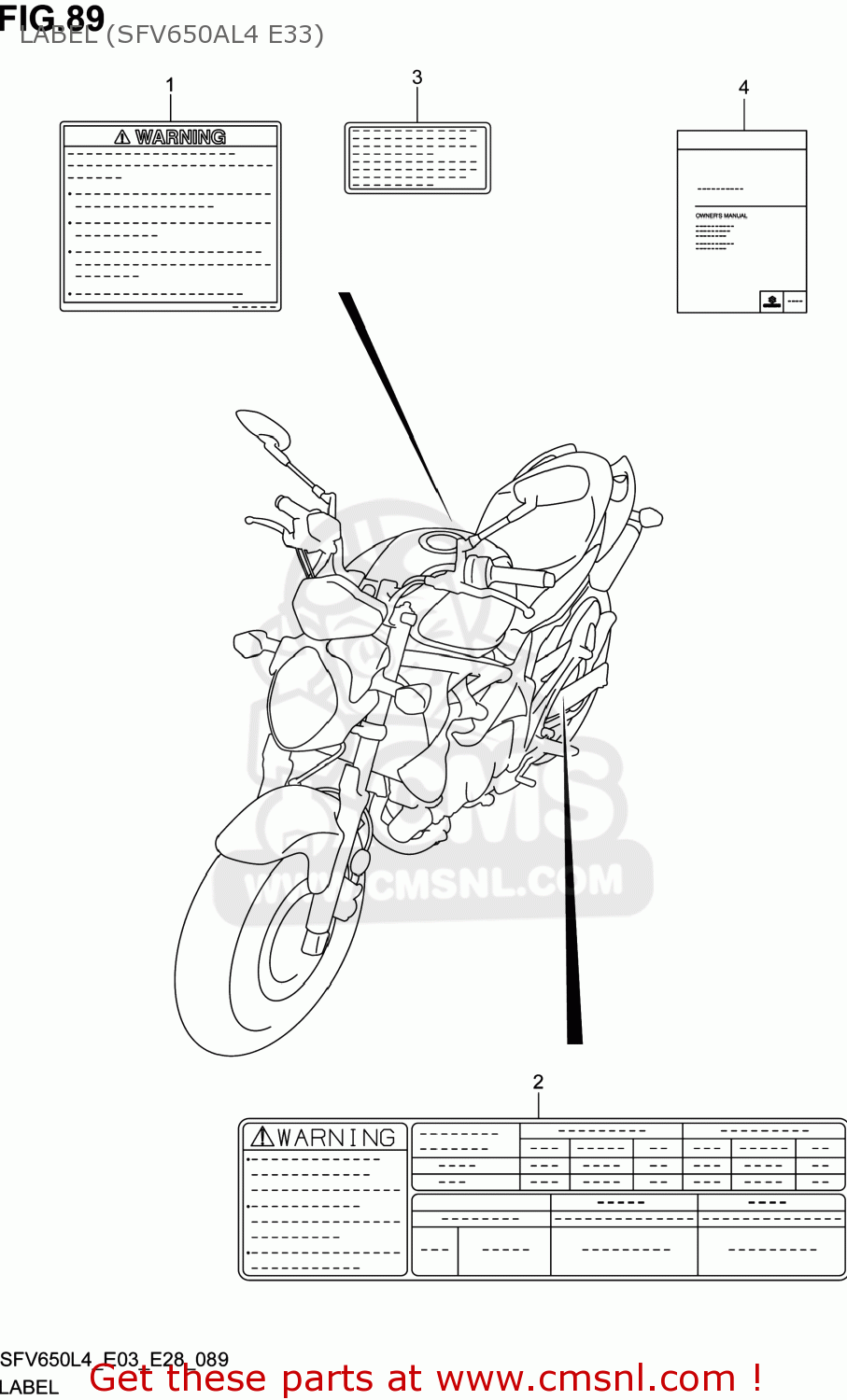 LABEL (SFV650AL4 E33) SFV650 GLADIUS 2014 (L4) USA (E03)
