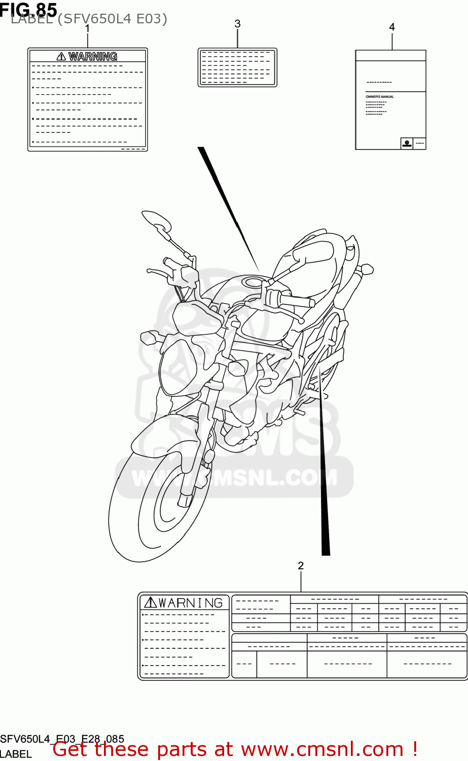 LABEL (SFV650L4 E03) SFV650 GLADIUS 2014 (L4) USA (E03)