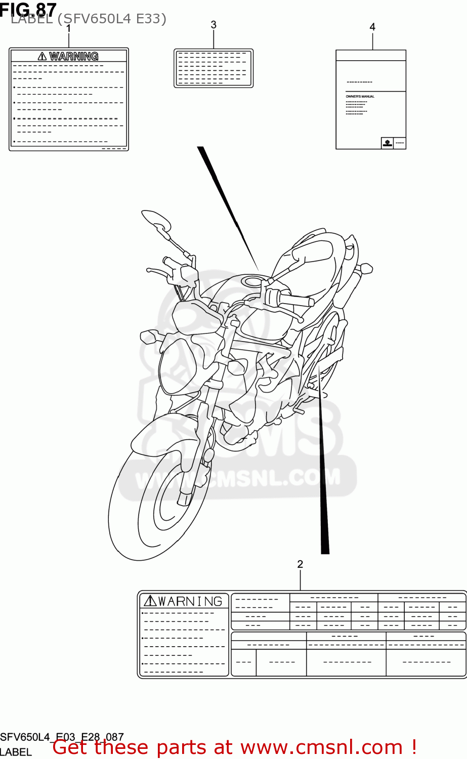 LABEL (SFV650L4 E33) SFV650 GLADIUS 2014 (L4) USA (E03)