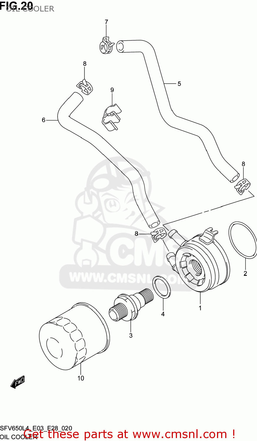 OIL COOLER SFV650 GLADIUS 2014 (L4) USA (E03)