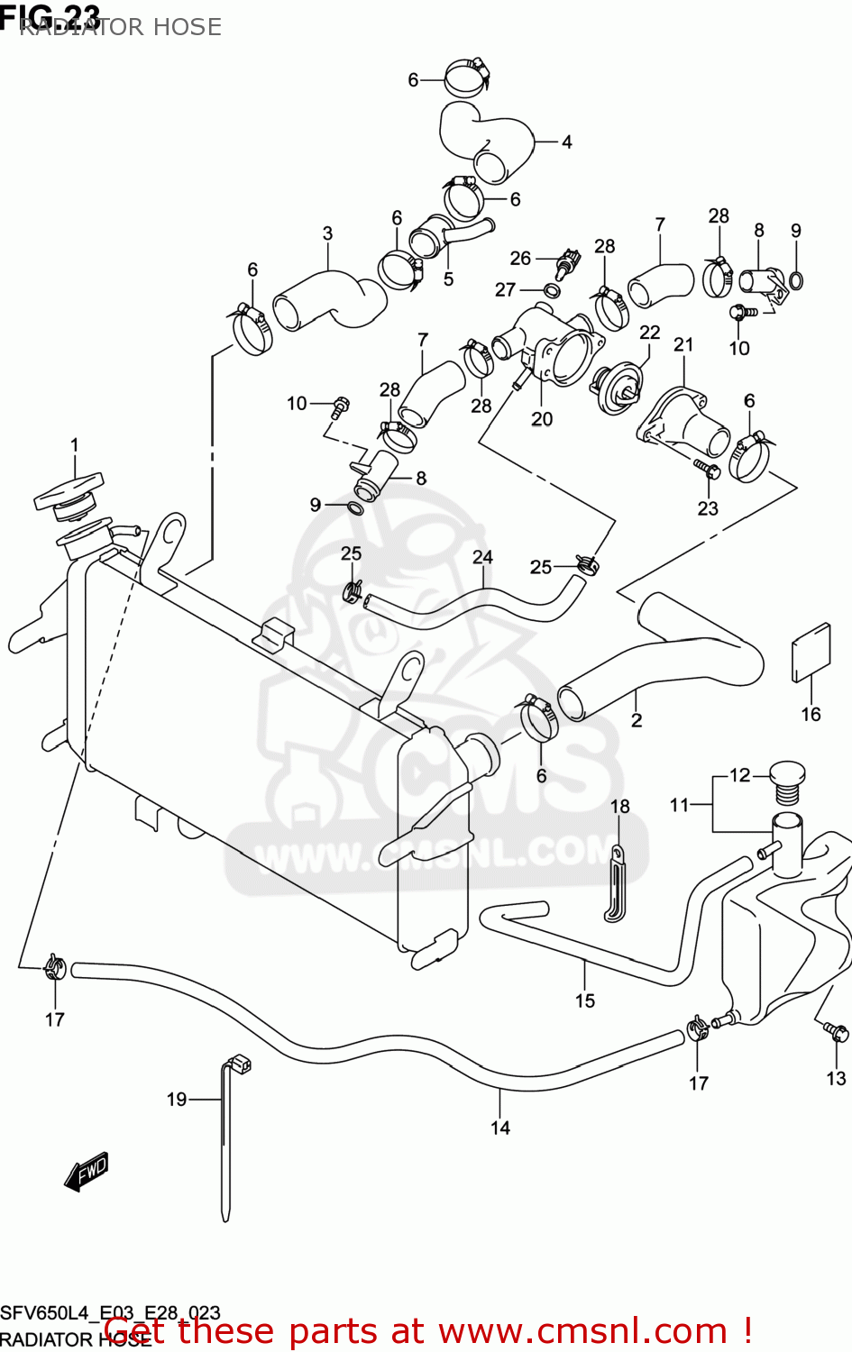 RADIATOR HOSE SFV650 GLADIUS 2014 (L4) USA (E03)