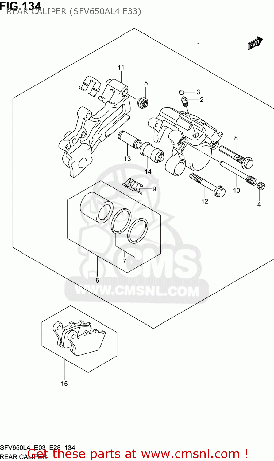 REAR CALIPER (SFV650AL4 E33) SFV650 GLADIUS 2014 (L4) USA (E03)