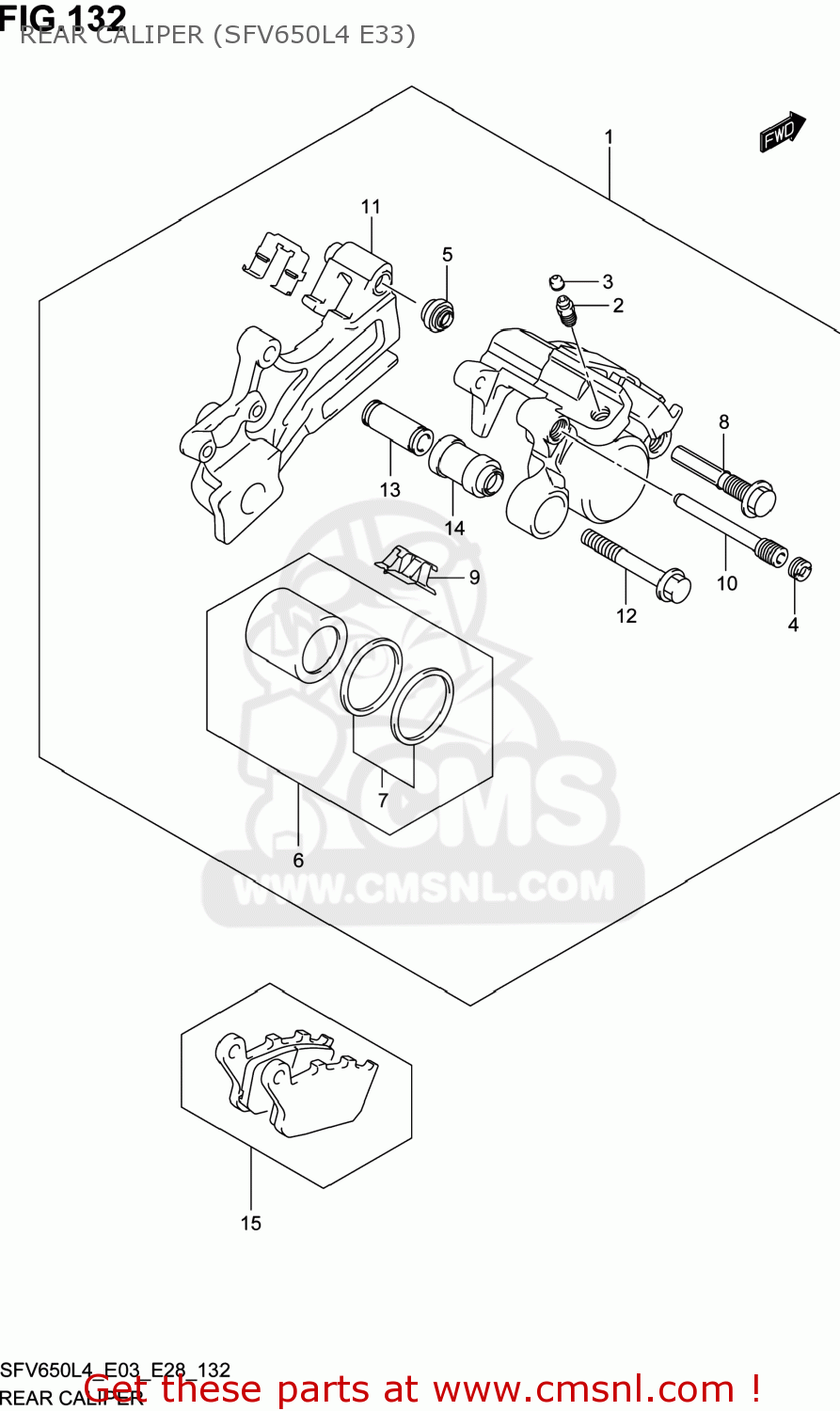 REAR CALIPER (SFV650L4 E33) SFV650 GLADIUS 2014 (L4) USA (E03)