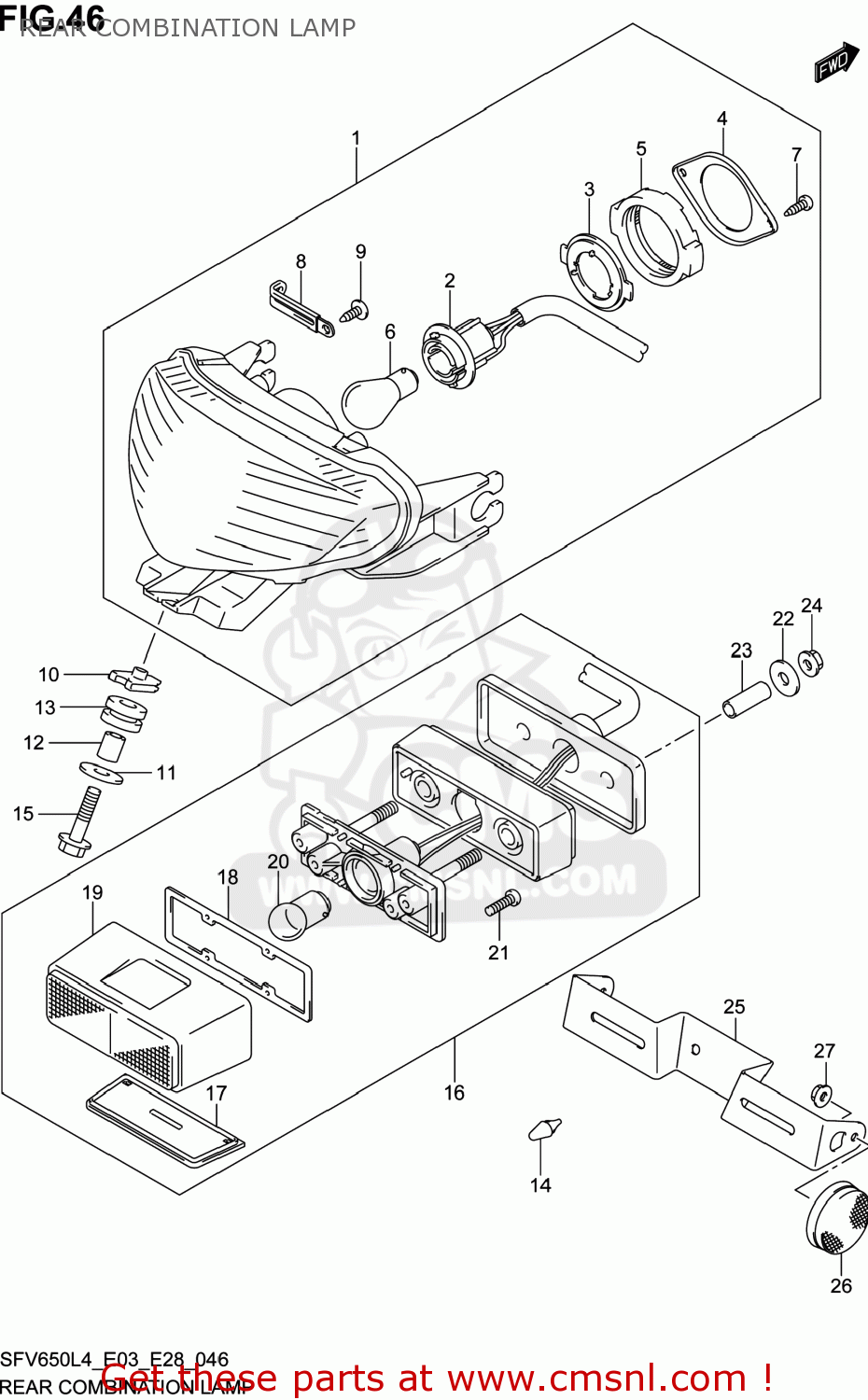 REAR COMBINATION LAMP SFV650 GLADIUS 2014 (L4) USA (E03)