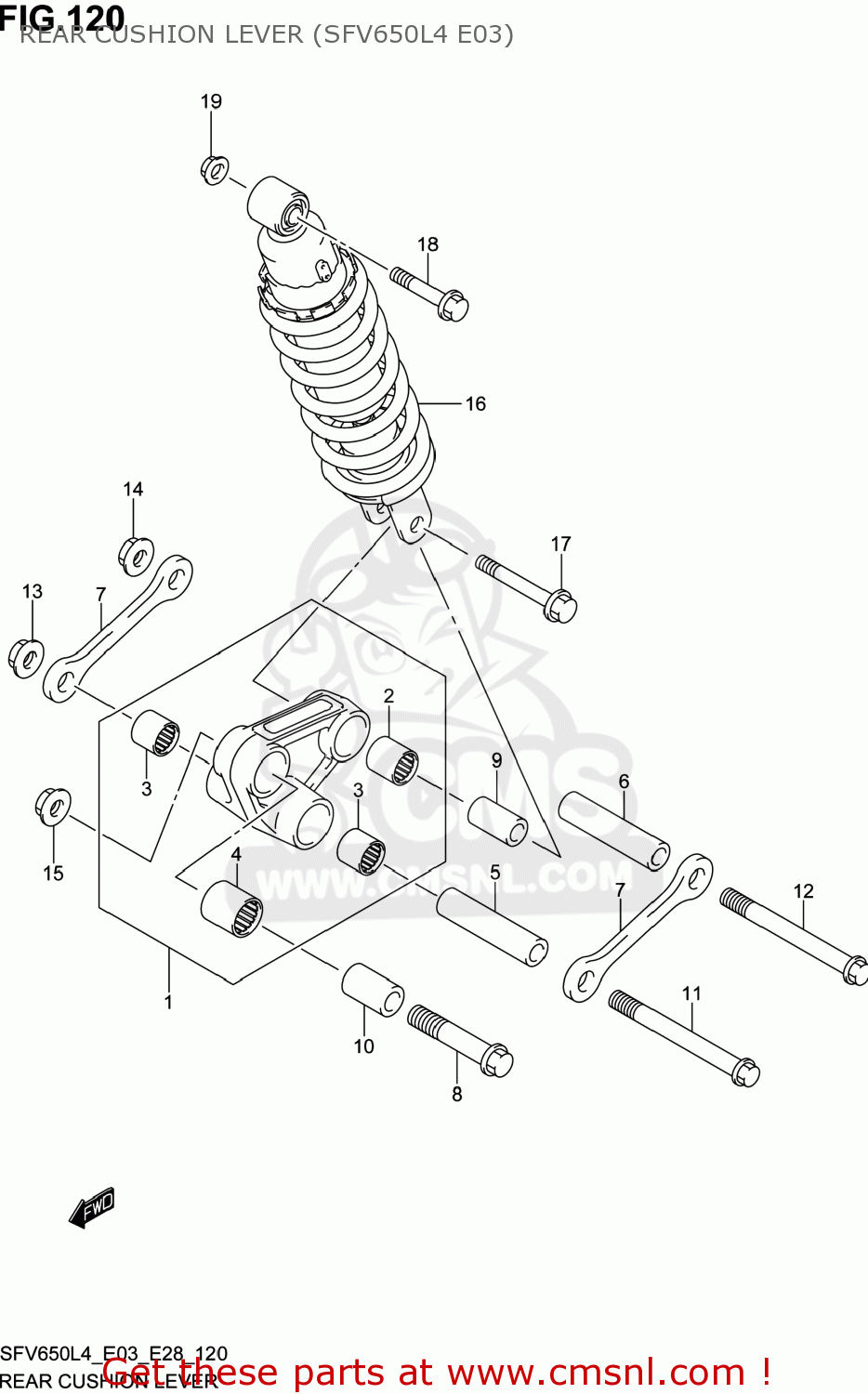 REAR CUSHION LEVER (SFV650L4 E03) SFV650 GLADIUS 2014 (L4) USA (E03)