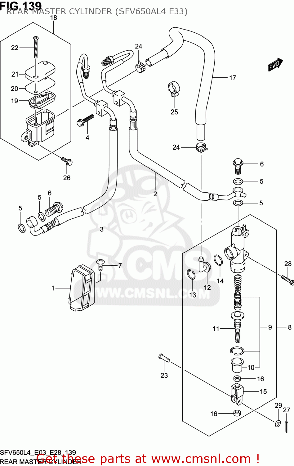REAR MASTER CYLINDER (SFV650AL4 E33) SFV650 GLADIUS 2014 (L4) USA (E03)