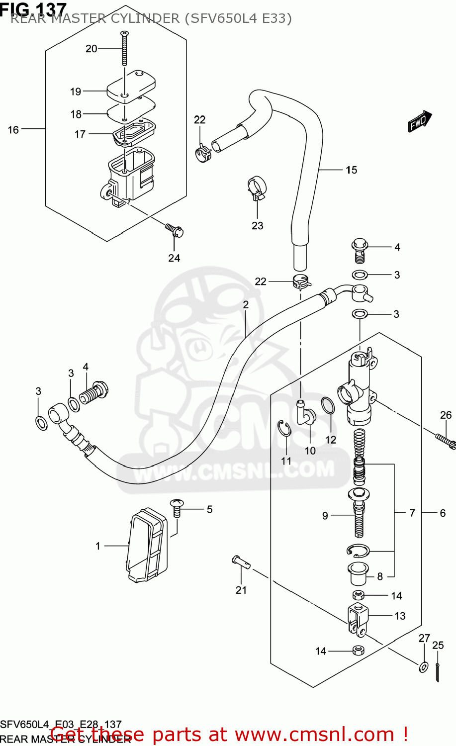 REAR MASTER CYLINDER (SFV650L4 E33) SFV650 GLADIUS 2014 (L4) USA (E03)