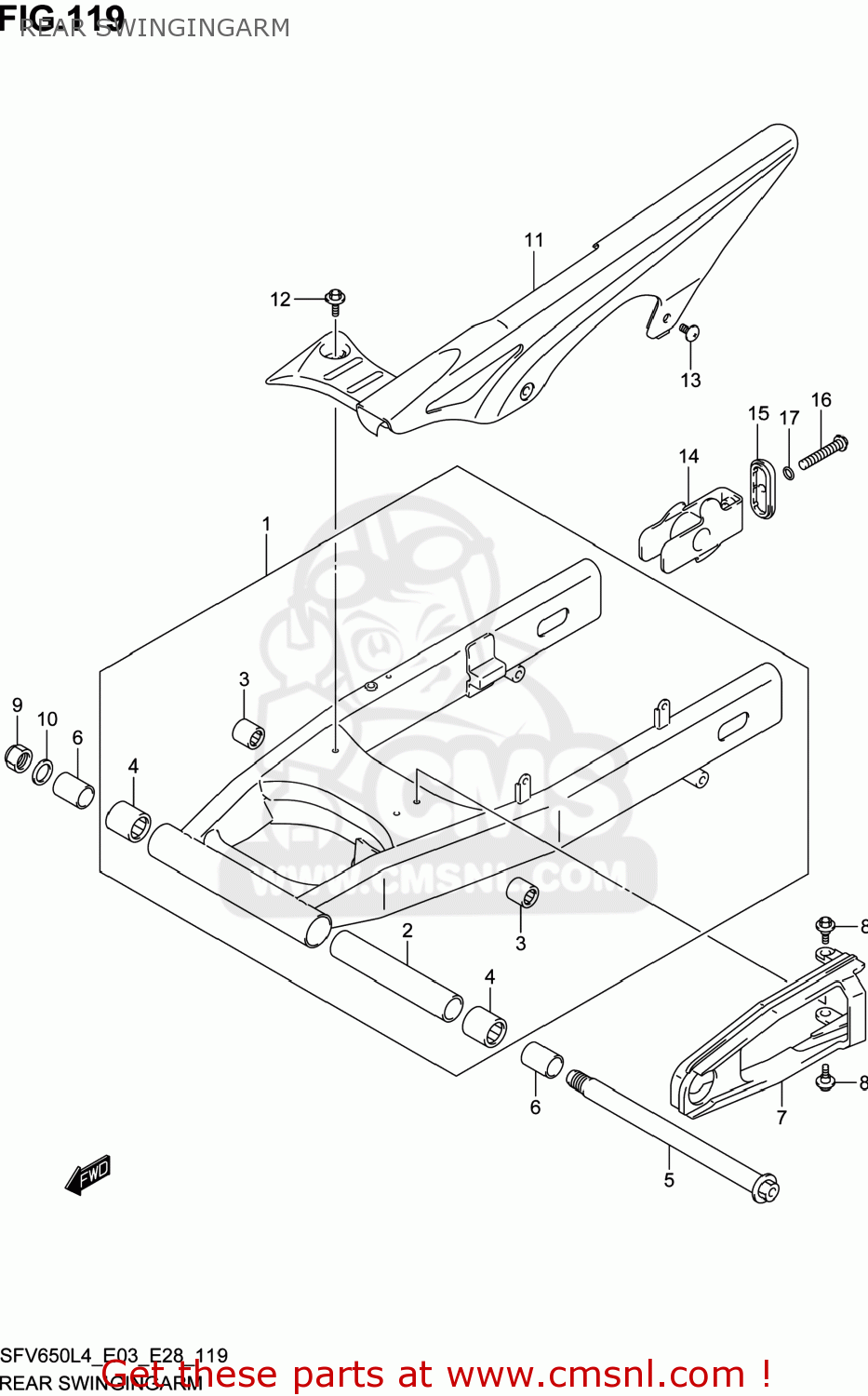 REAR SWINGINGARM SFV650 GLADIUS 2014 (L4) USA (E03)