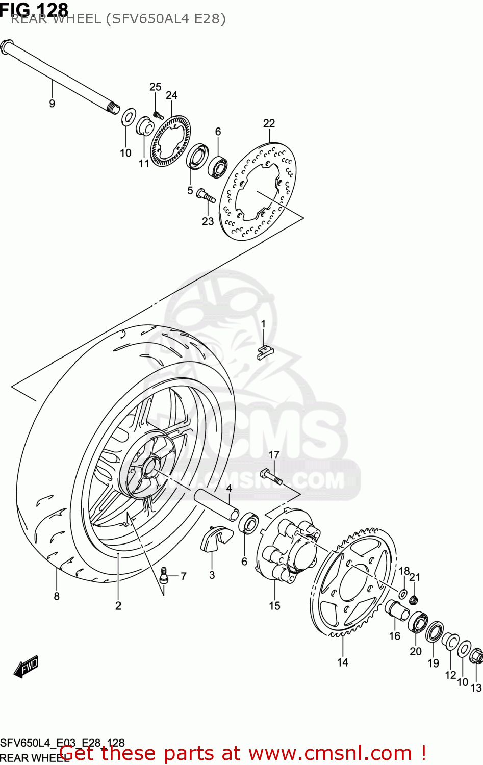 REAR WHEEL (SFV650AL4 E28) SFV650 GLADIUS 2014 (L4) USA (E03)