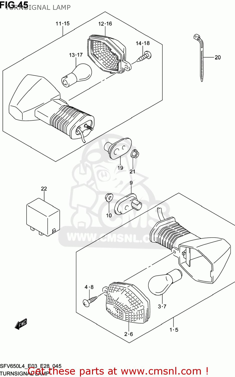 TURNSIGNAL LAMP SFV650 GLADIUS 2014 (L4) USA (E03)