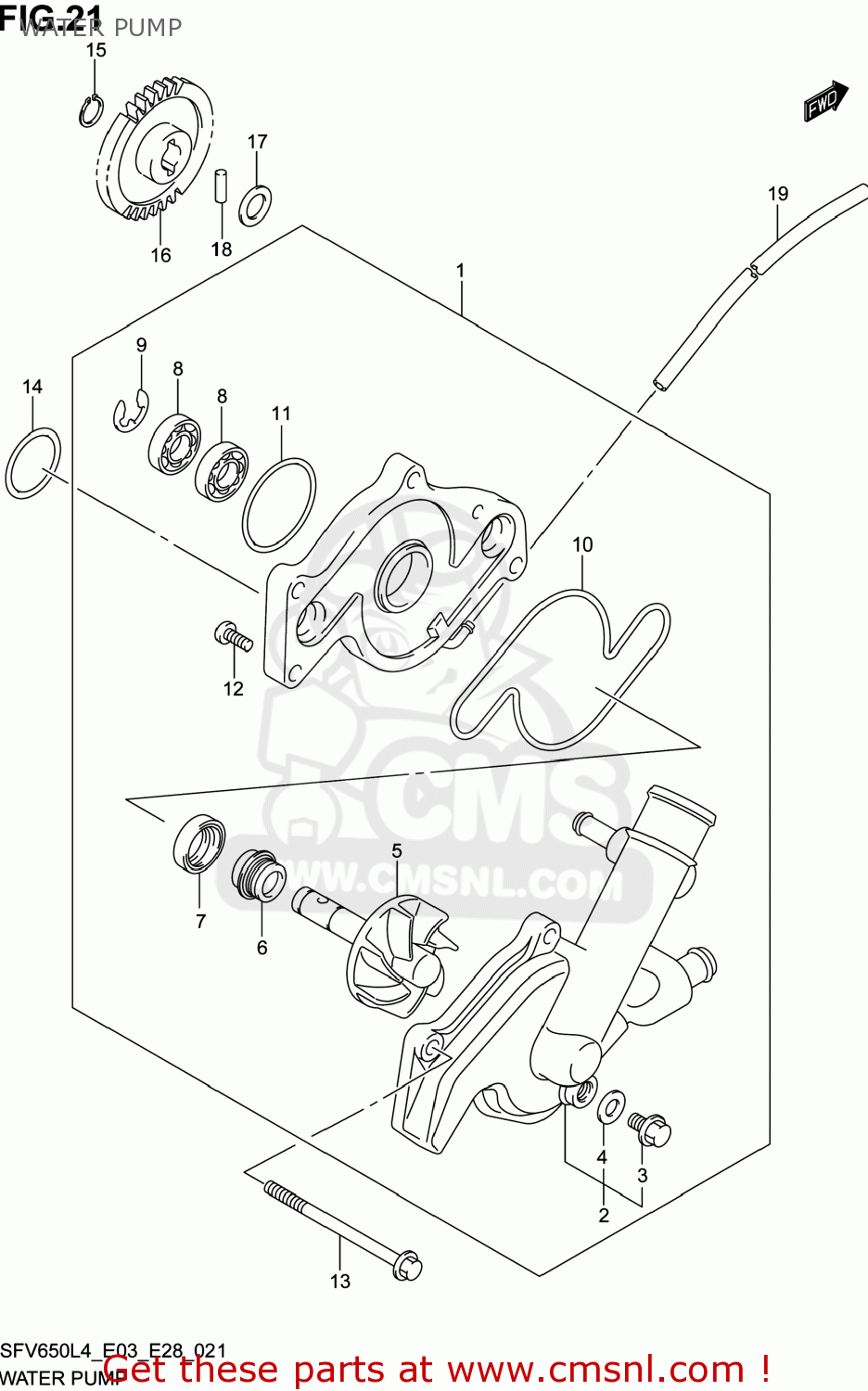 WATER PUMP SFV650 GLADIUS 2014 (L4) USA (E03)