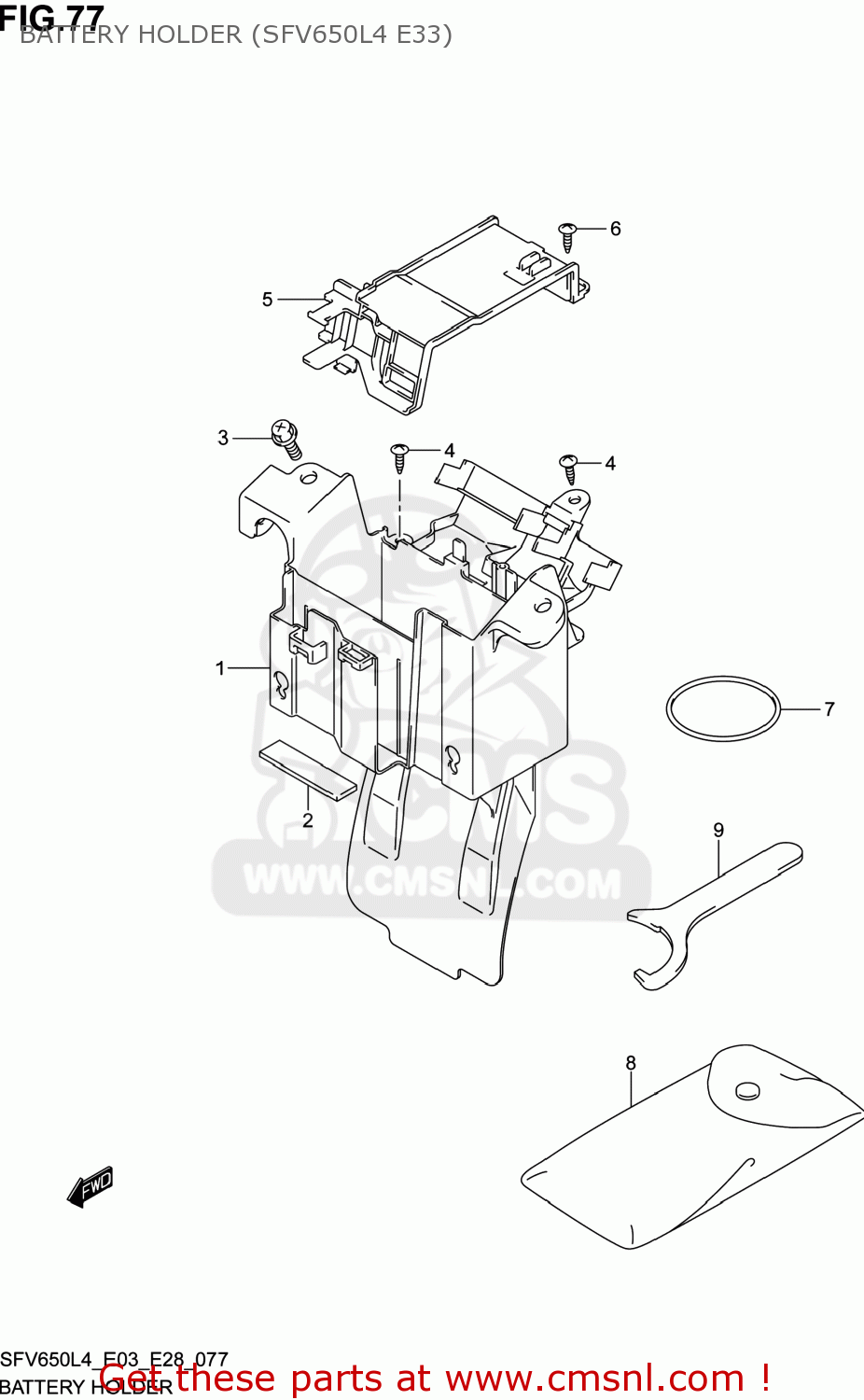 BATTERY HOLDER (SFV650L4 E33) SFV650A GLADIUS 2014 (L4) USA (E03)