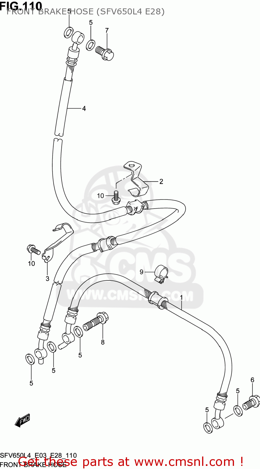 FRONT BRAKE HOSE (SFV650L4 E28) SFV650A GLADIUS 2014 (L4) USA (E03)