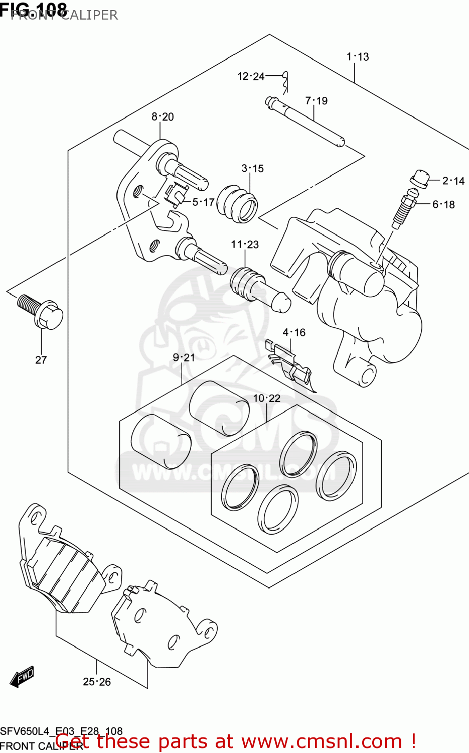 FRONT CALIPER SFV650A GLADIUS 2014 (L4) USA (E03)