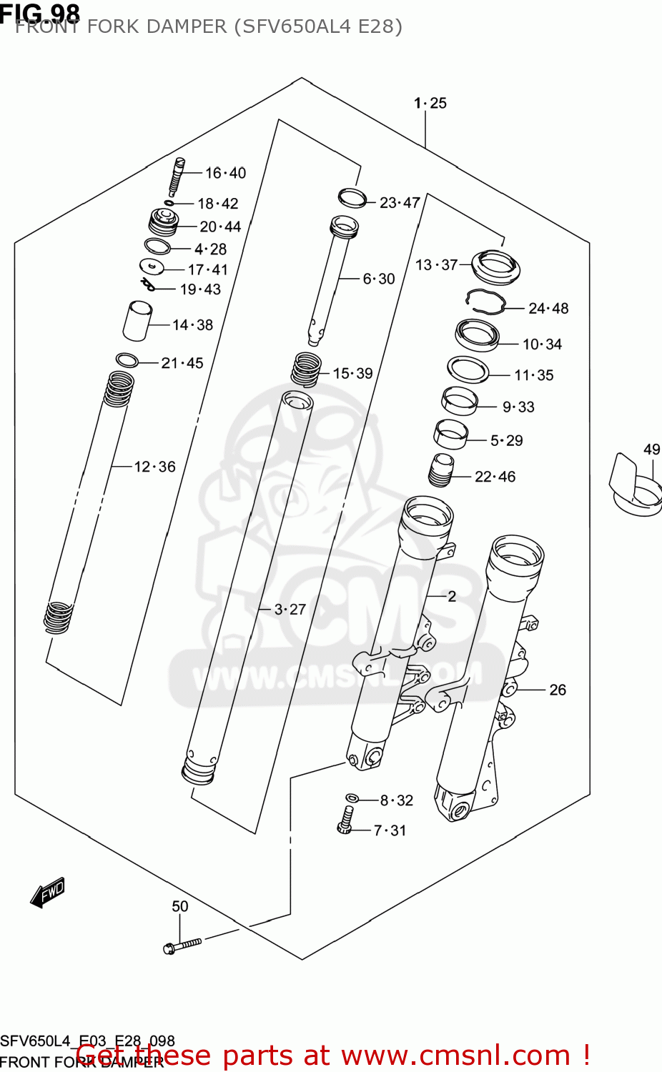 FRONT FORK DAMPER (SFV650AL4 E28) SFV650A GLADIUS 2014 (L4) USA (E03)