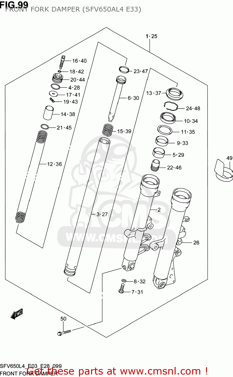 FRONT FORK DAMPER (SFV650AL4 E33) SFV650A GLADIUS 2014 (L4) USA (E03)