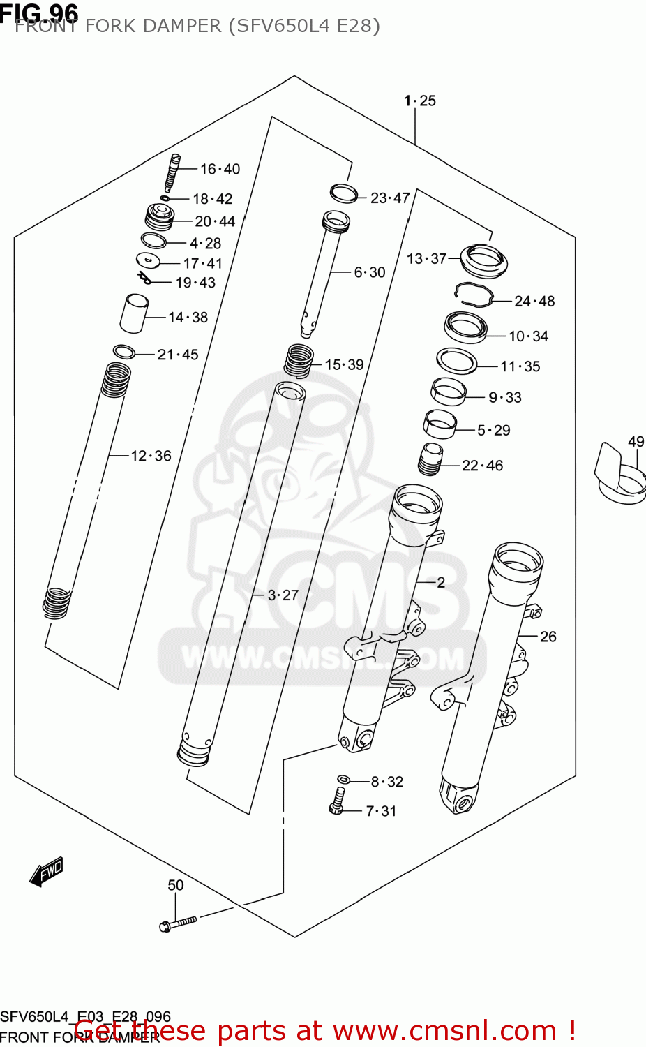 FRONT FORK DAMPER (SFV650L4 E28) SFV650A GLADIUS 2014 (L4) USA (E03)