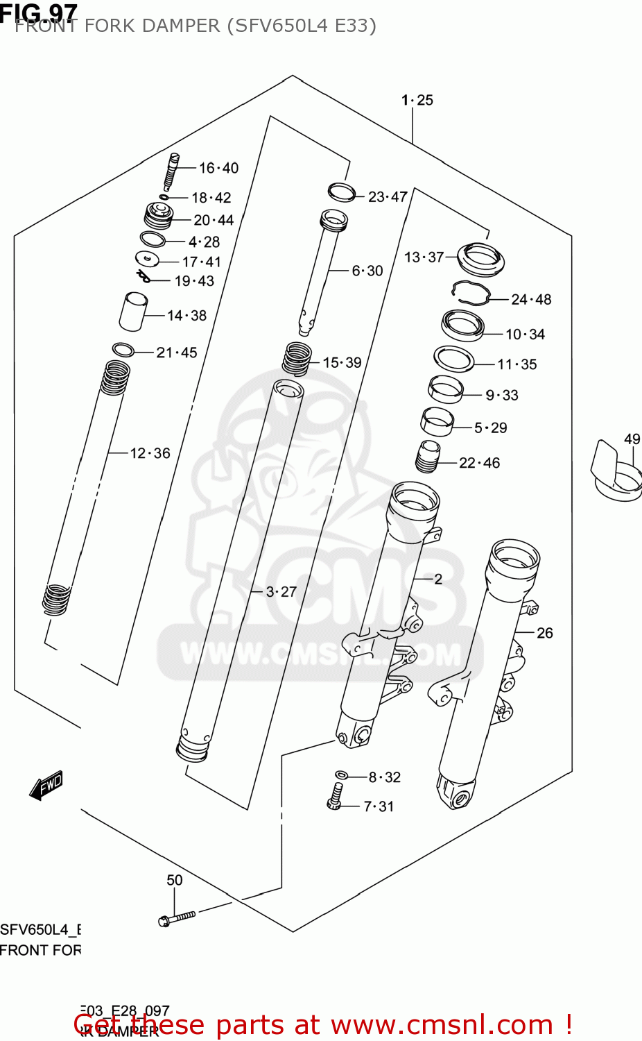 FRONT FORK DAMPER (SFV650L4 E33) SFV650A GLADIUS 2014 (L4) USA (E03)