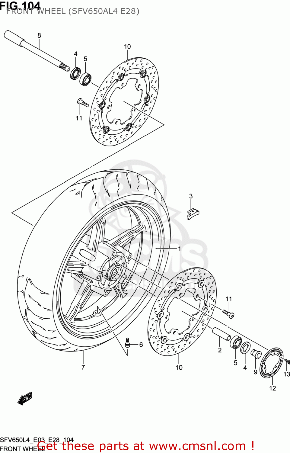 FRONT WHEEL (SFV650AL4 E28) SFV650A GLADIUS 2014 (L4) USA (E03)
