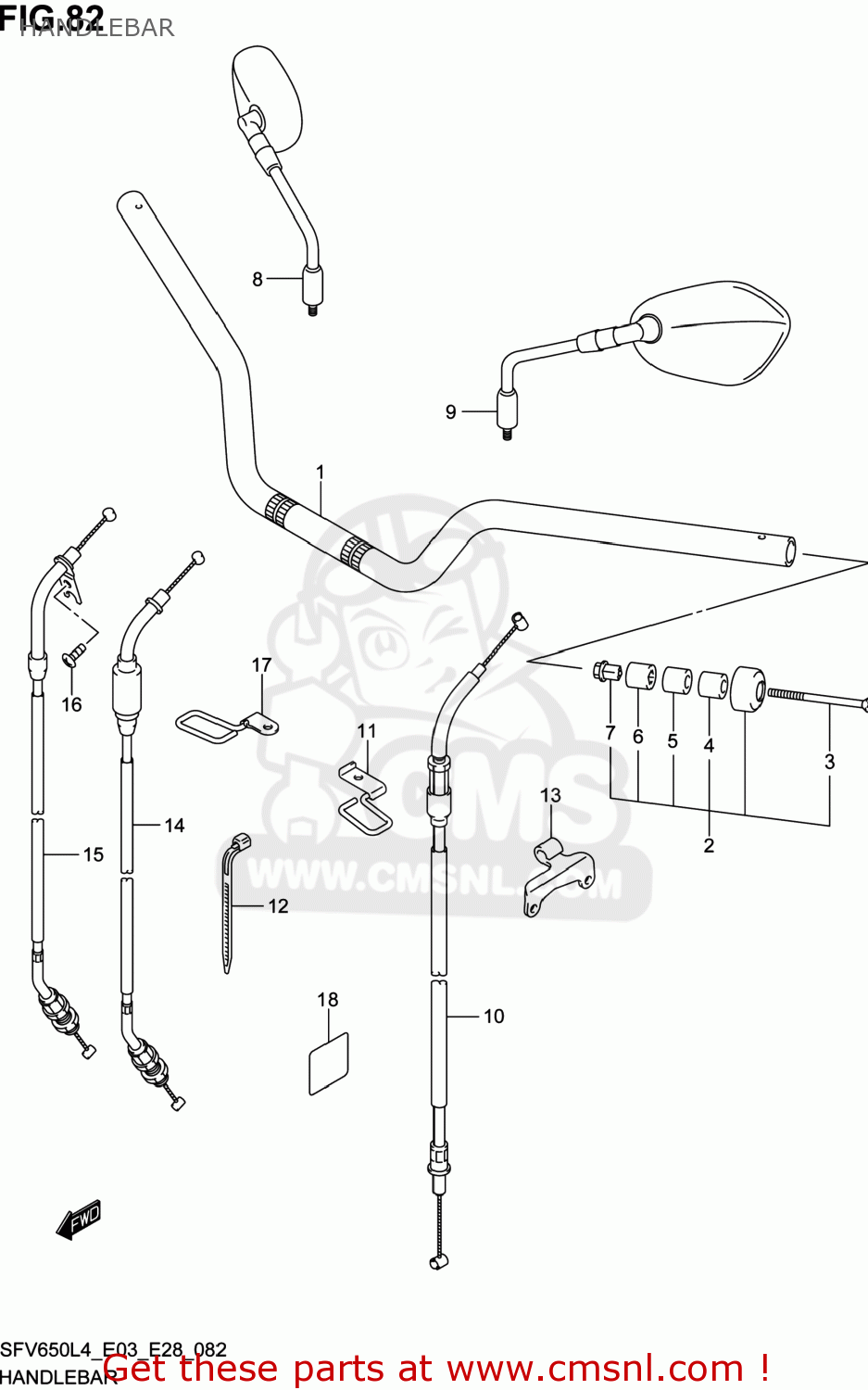 HANDLEBAR SFV650A GLADIUS 2014 (L4) USA (E03)