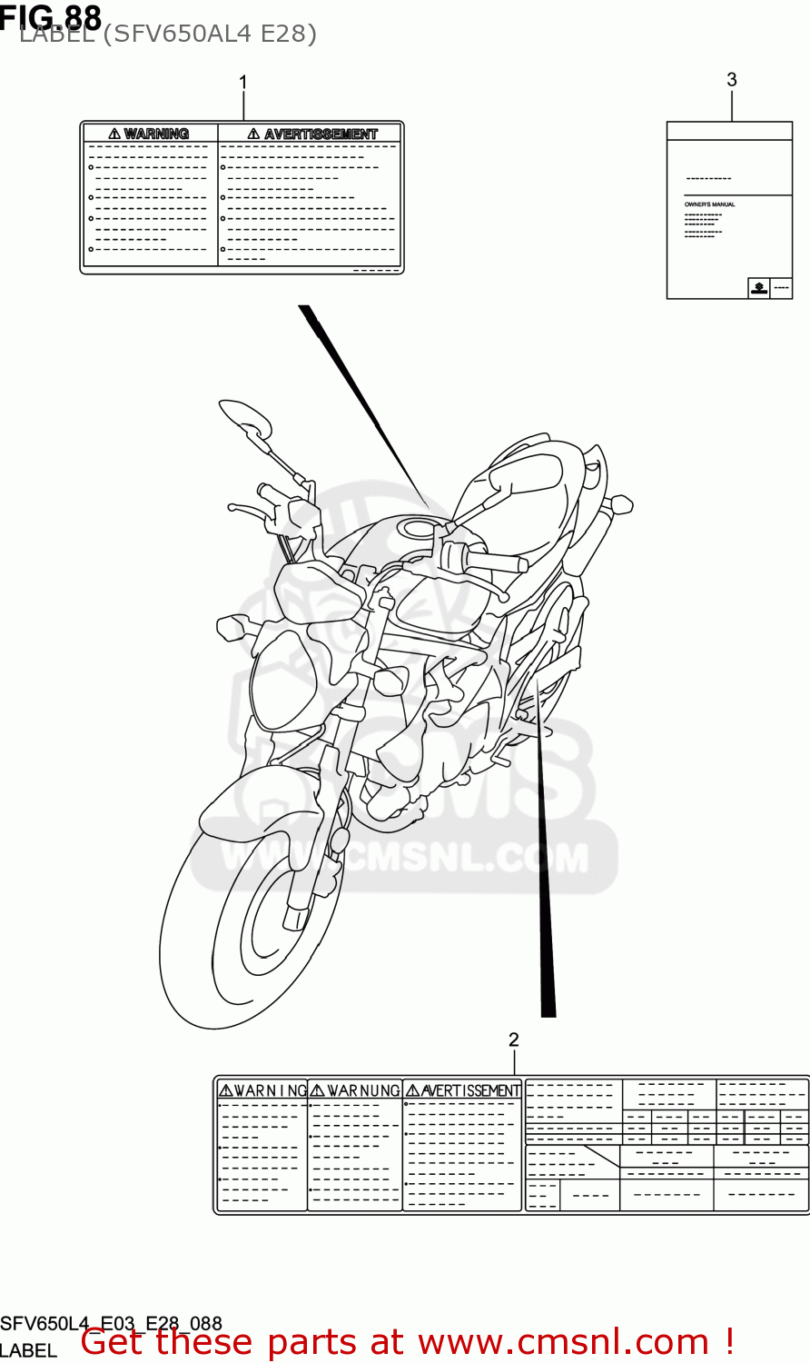 LABEL (SFV650AL4 E28) SFV650A GLADIUS 2014 (L4) USA (E03)