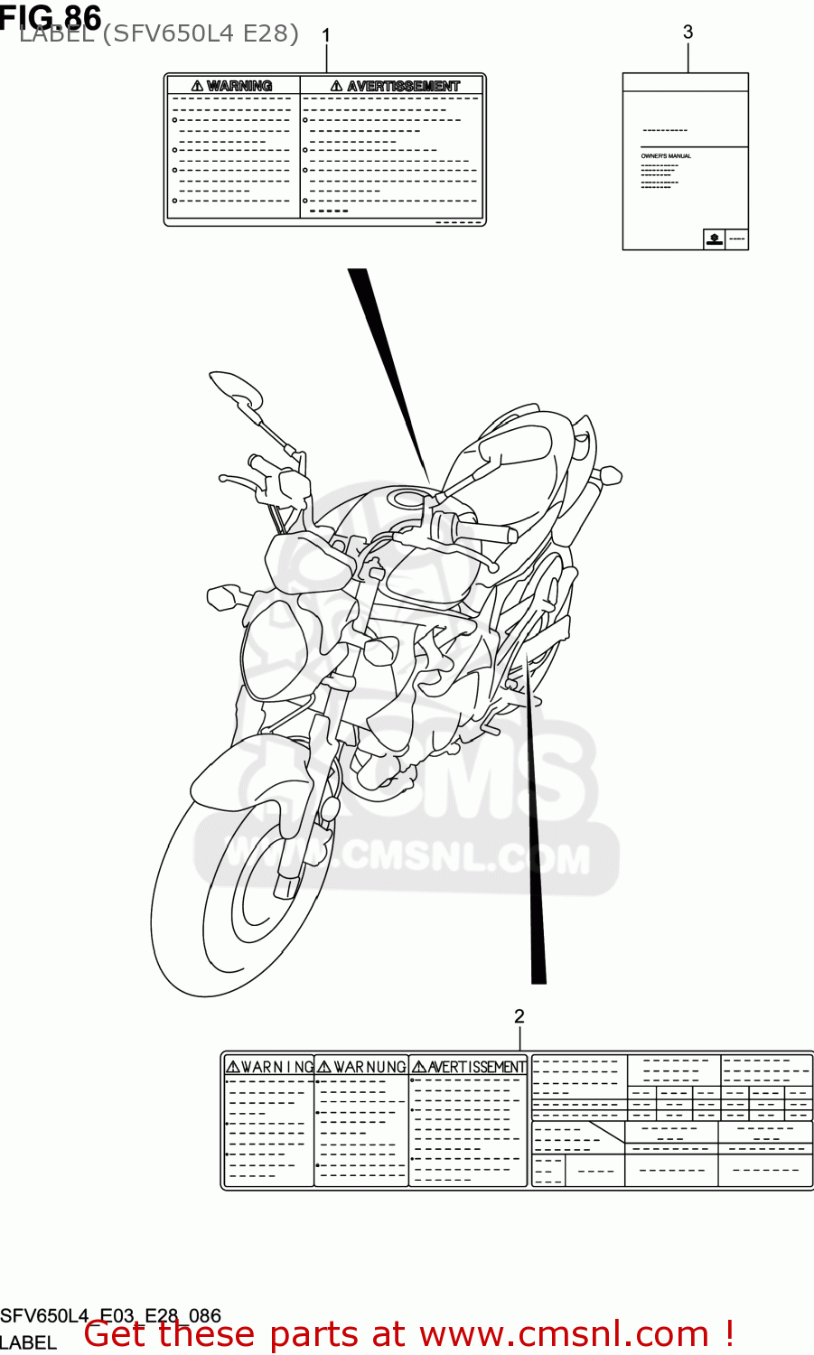 LABEL (SFV650L4 E28) SFV650A GLADIUS 2014 (L4) USA (E03)