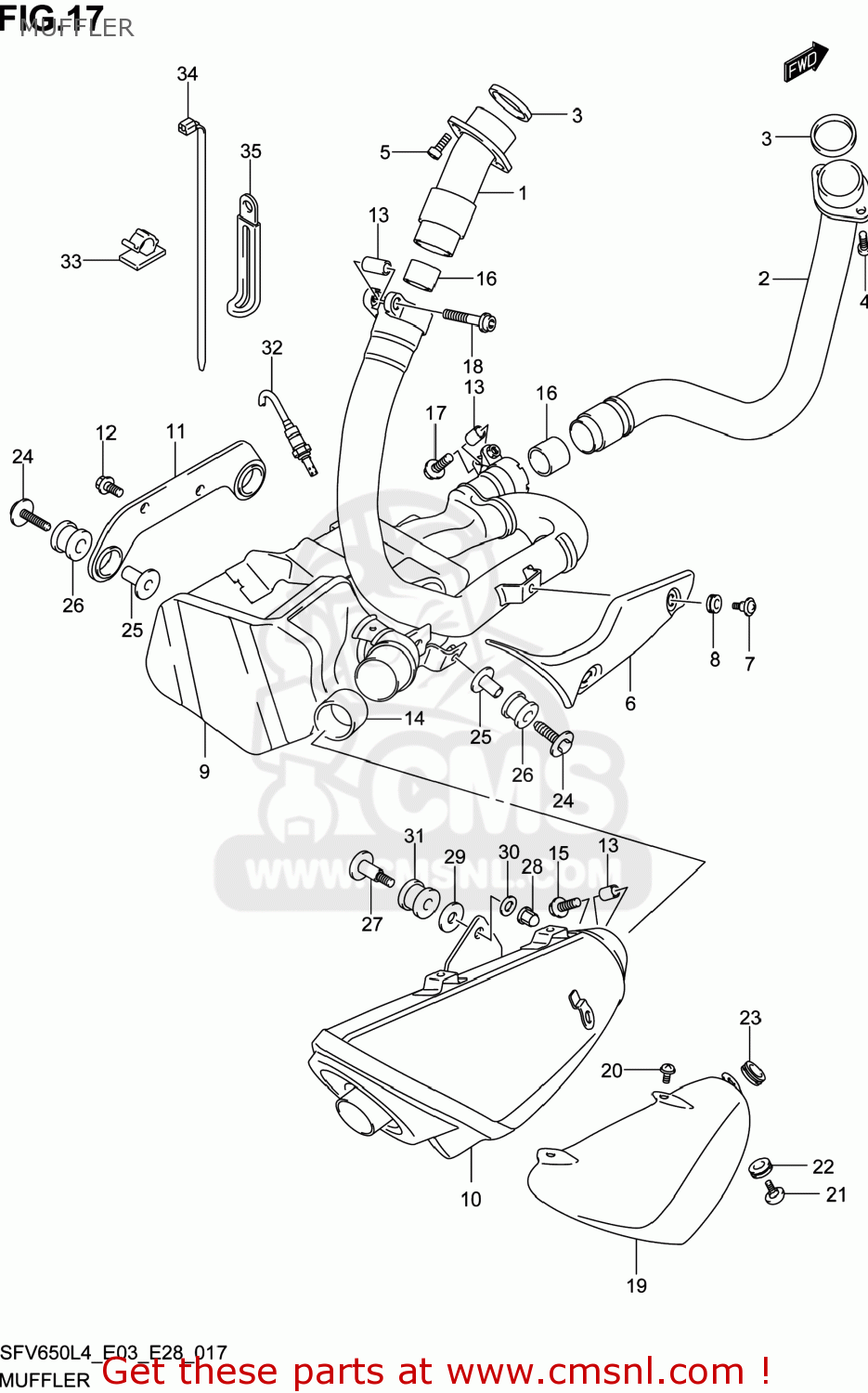 MUFFLER SFV650A GLADIUS 2014 (L4) USA (E03)
