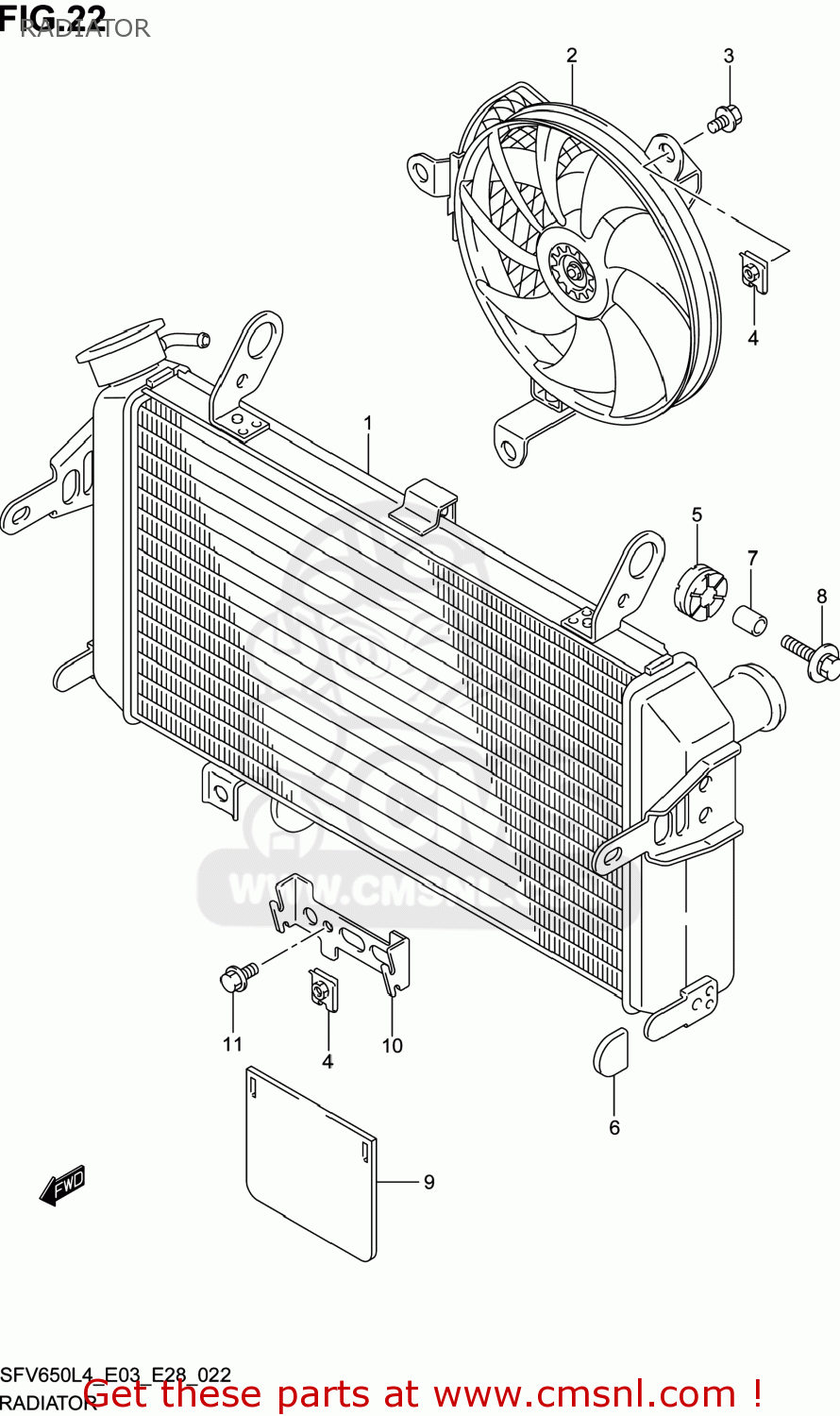 RADIATOR SFV650A GLADIUS 2014 (L4) USA (E03)
