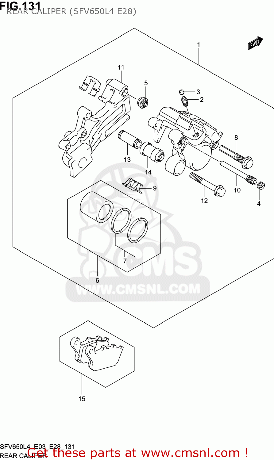REAR CALIPER (SFV650L4 E28) SFV650A GLADIUS 2014 (L4) USA (E03)