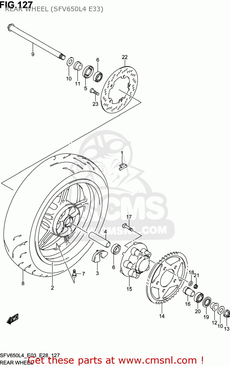 REAR WHEEL (SFV650L4 E33) SFV650A GLADIUS 2014 (L4) USA (E03)