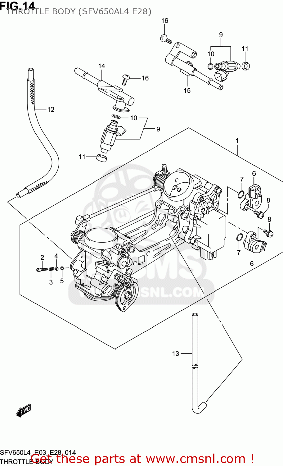 THROTTLE BODY (SFV650AL4 E28) SFV650A GLADIUS 2014 (L4) USA (E03)