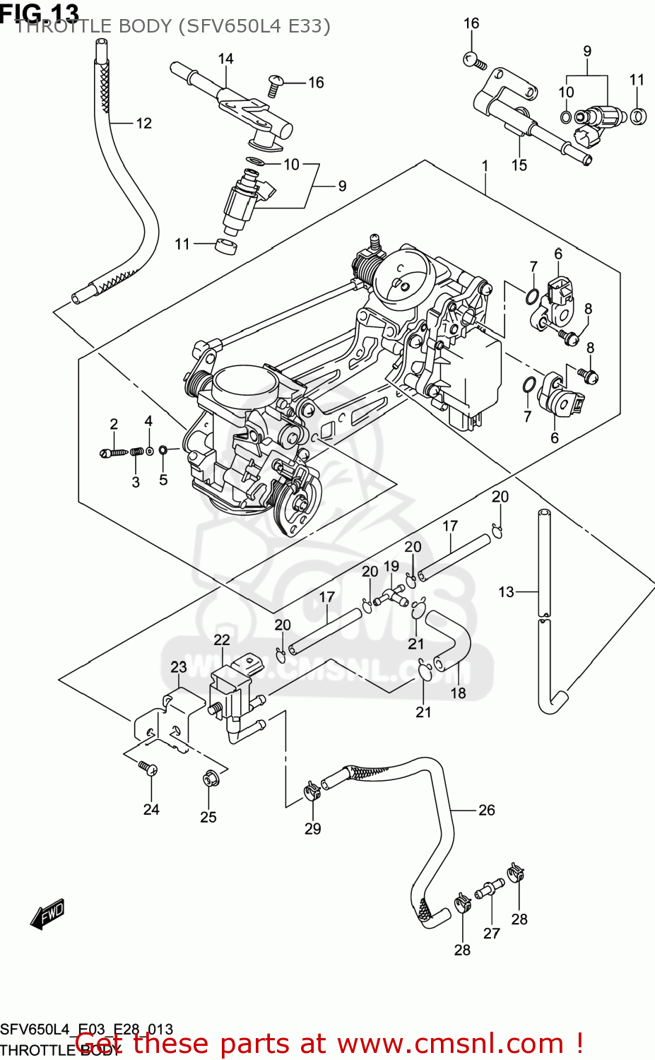 THROTTLE BODY (SFV650L4 E33) SFV650A GLADIUS 2014 (L4) USA (E03)