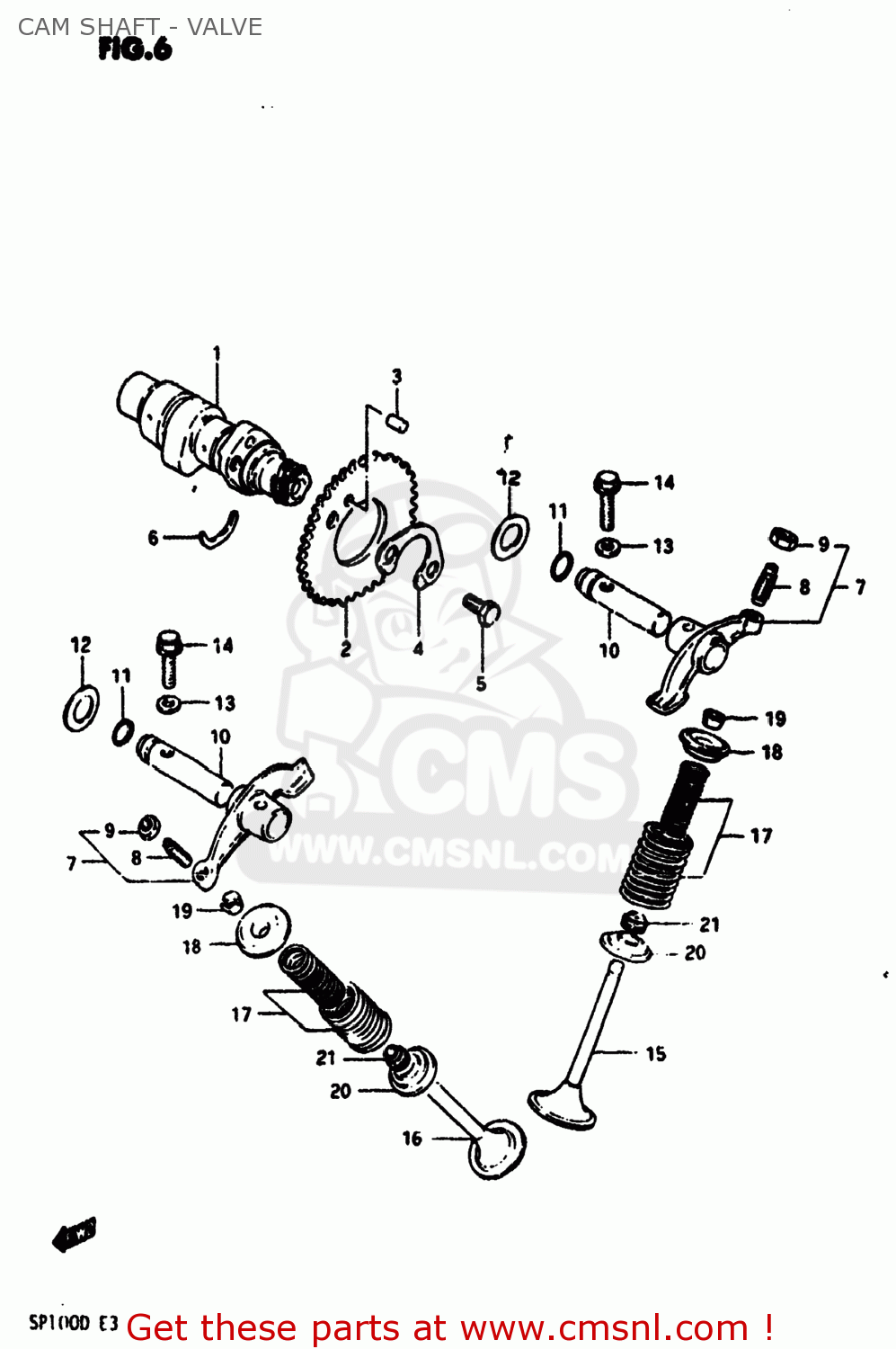 CAM SHAFT - VALVE SP100 1983 (D) USA (E03)