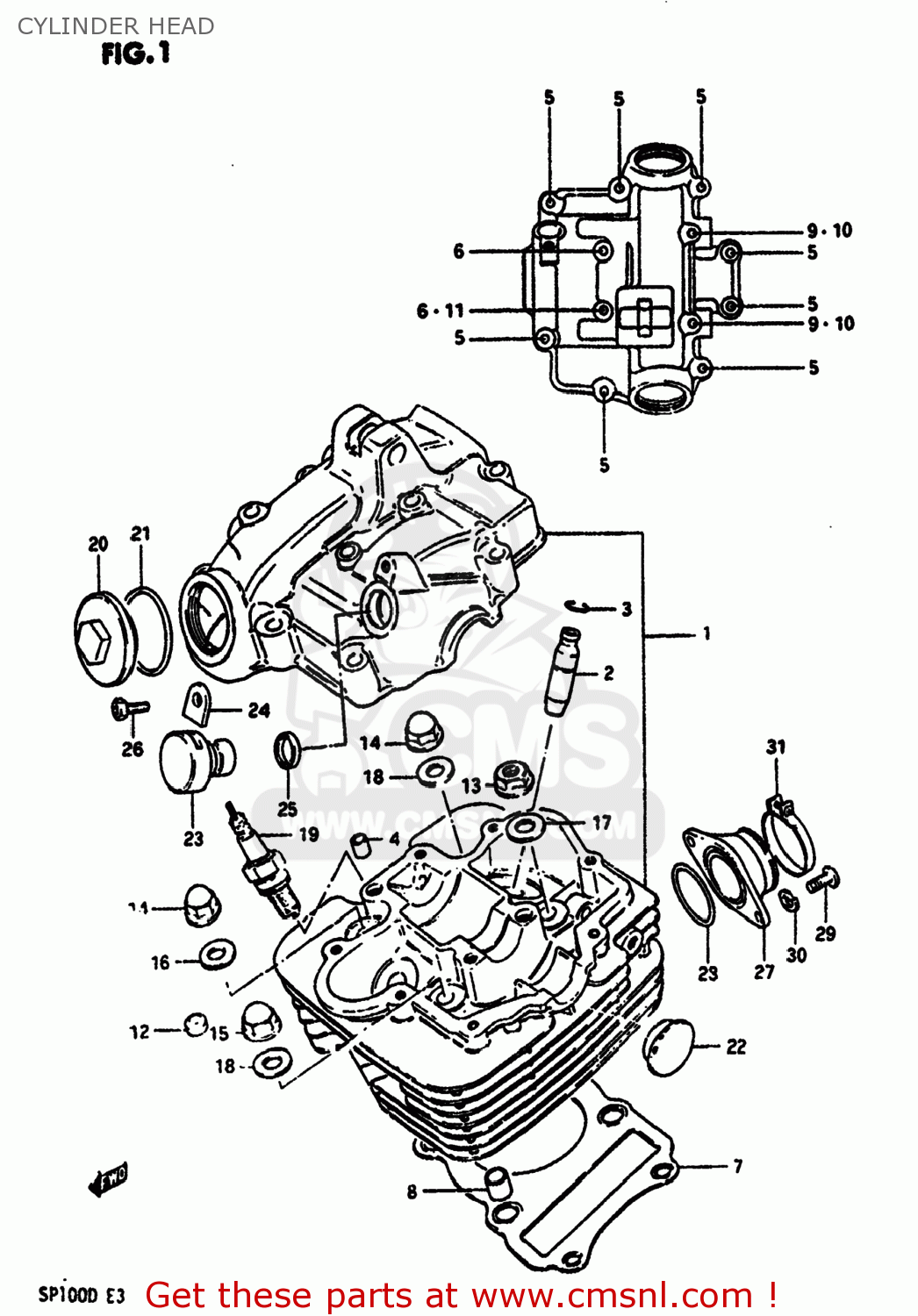 CYLINDER HEAD SP100 1983 (D) USA (E03)