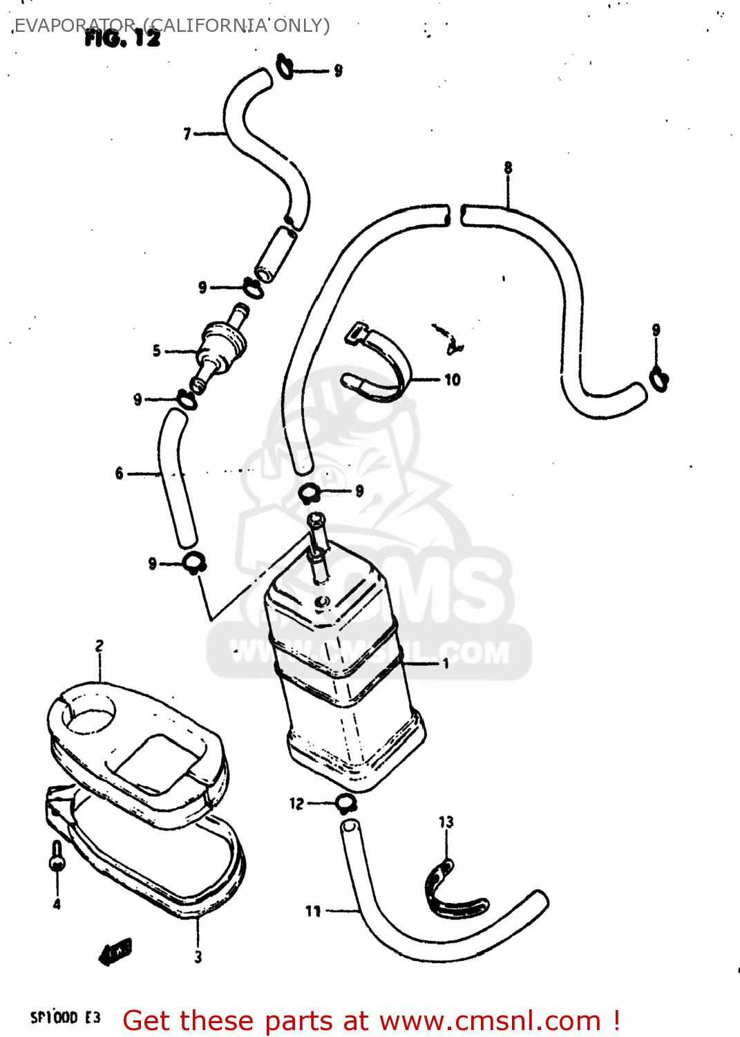 EVAPORATOR (CALIFORNIA ONLY) SP100 1983 (D) USA (E03)