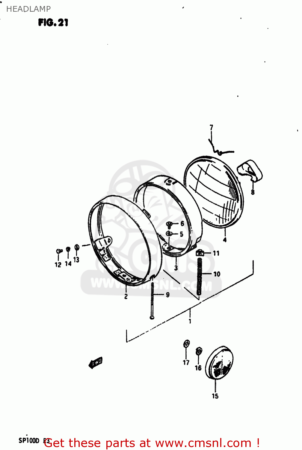 HEADLAMP SP100 1983 (D) USA (E03)