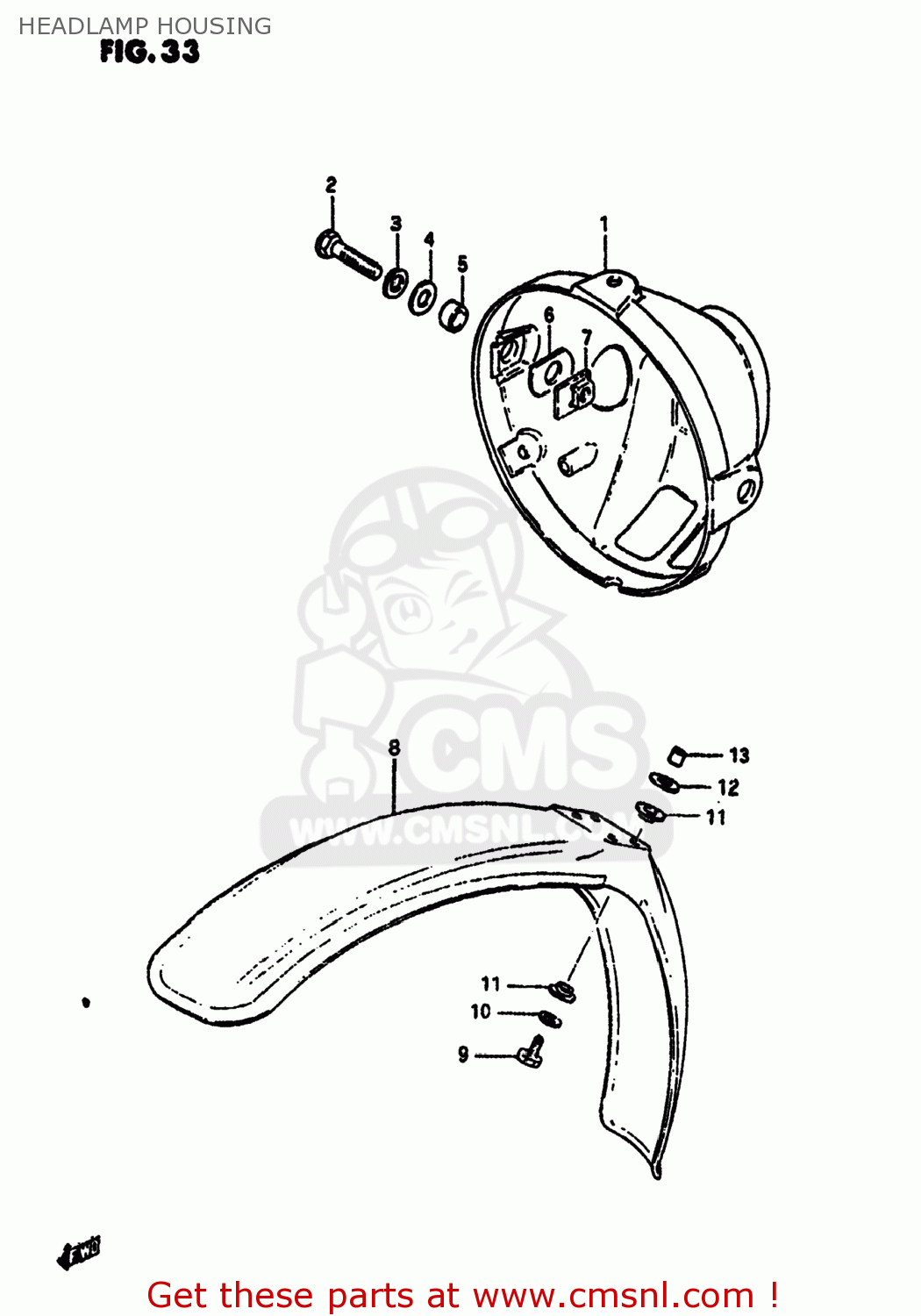 HEADLAMP HOUSING SP100 1983 (D) USA (E03)