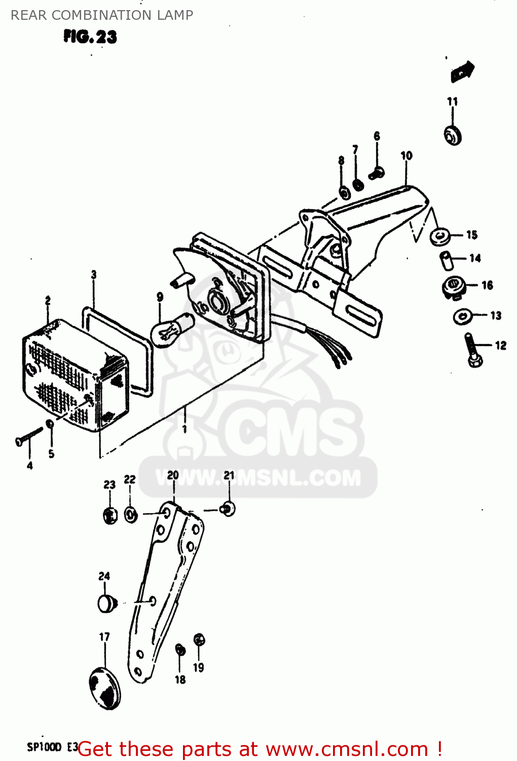 REAR COMBINATION LAMP SP100 1983 (D) USA (E03)