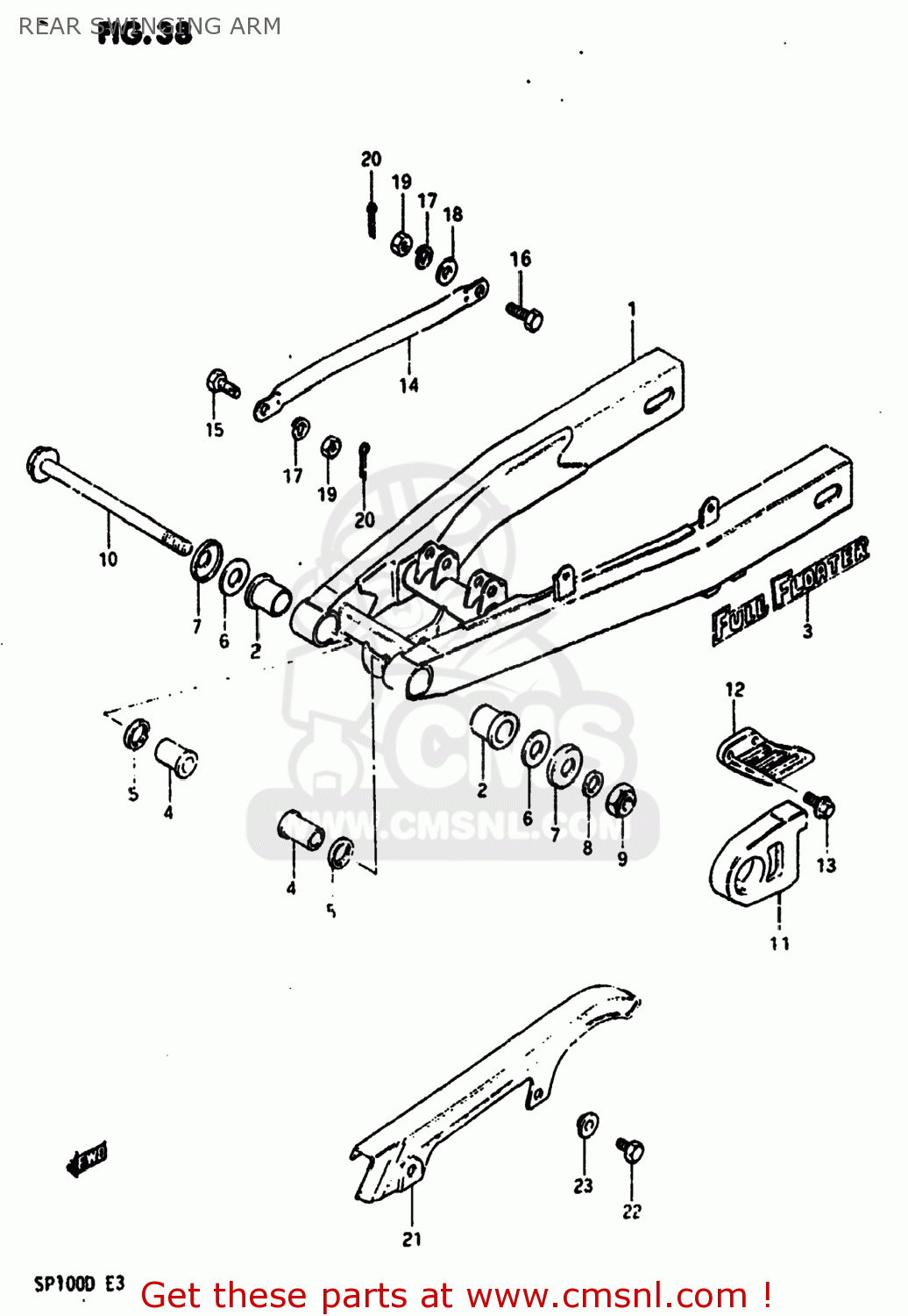 REAR SWINGING ARM SP100 1983 (D) USA (E03)