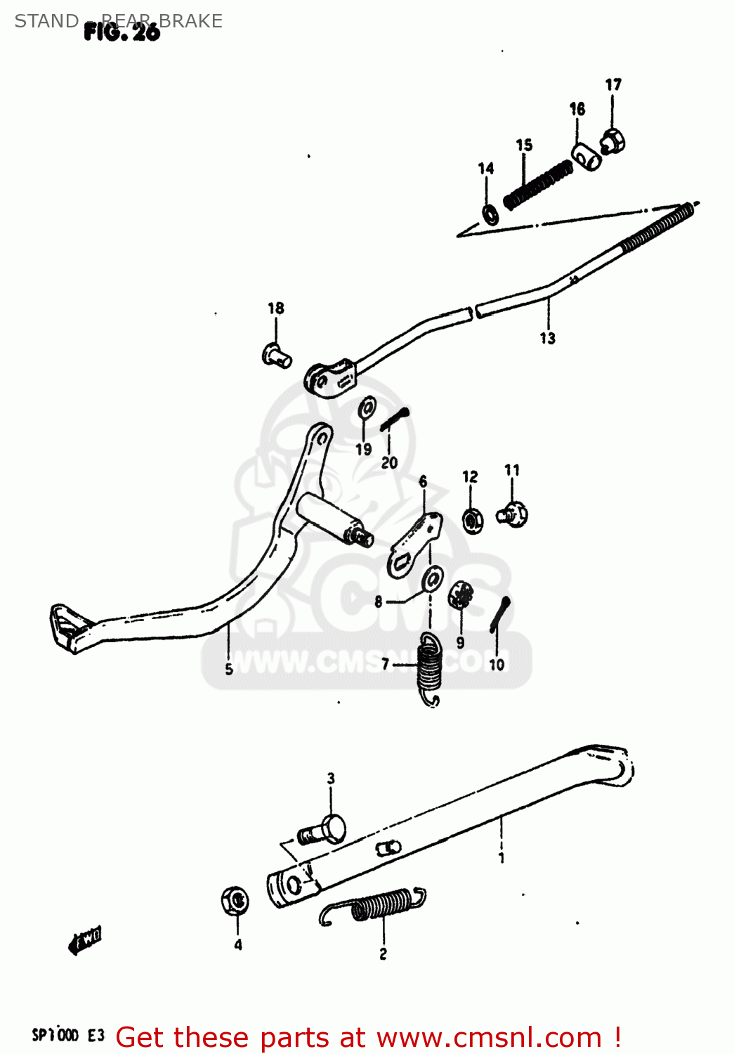 STAND - REAR BRAKE SP100 1983 (D) USA (E03)