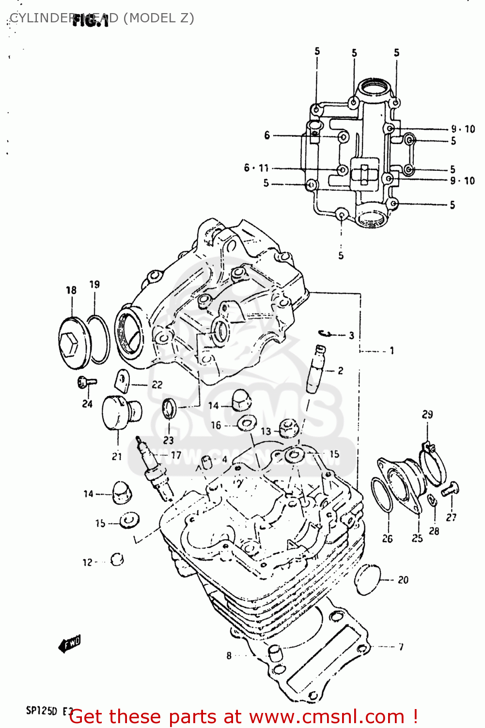 CYLINDER HEAD (MODEL Z) SP125 1982 (Z) USA (E03)