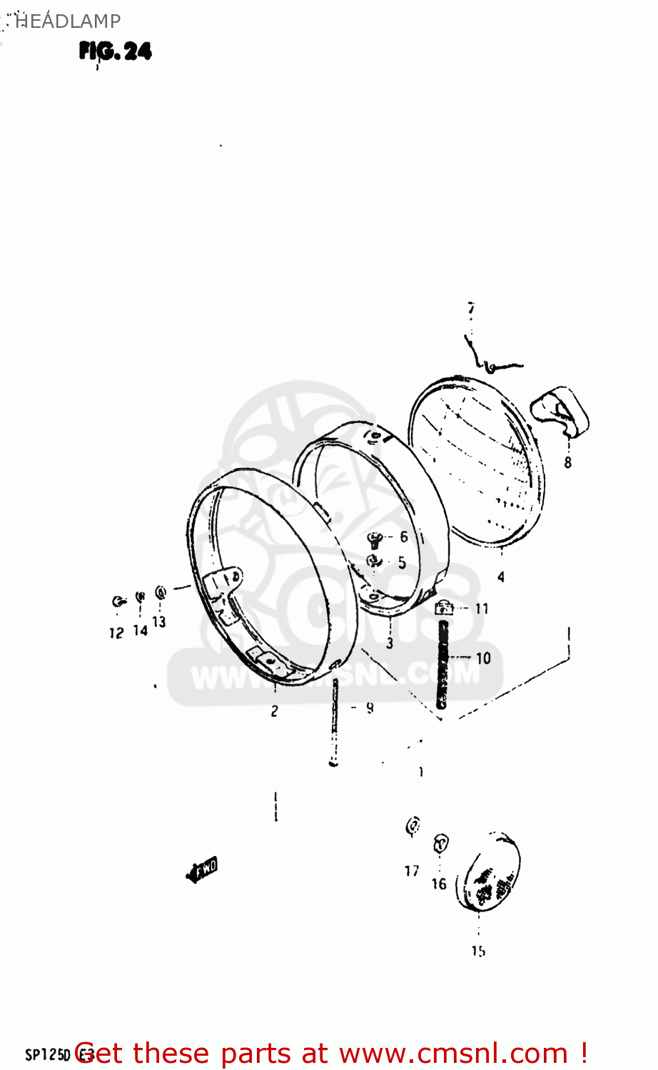 HEADLAMP SP125 1982 (Z) USA (E03)