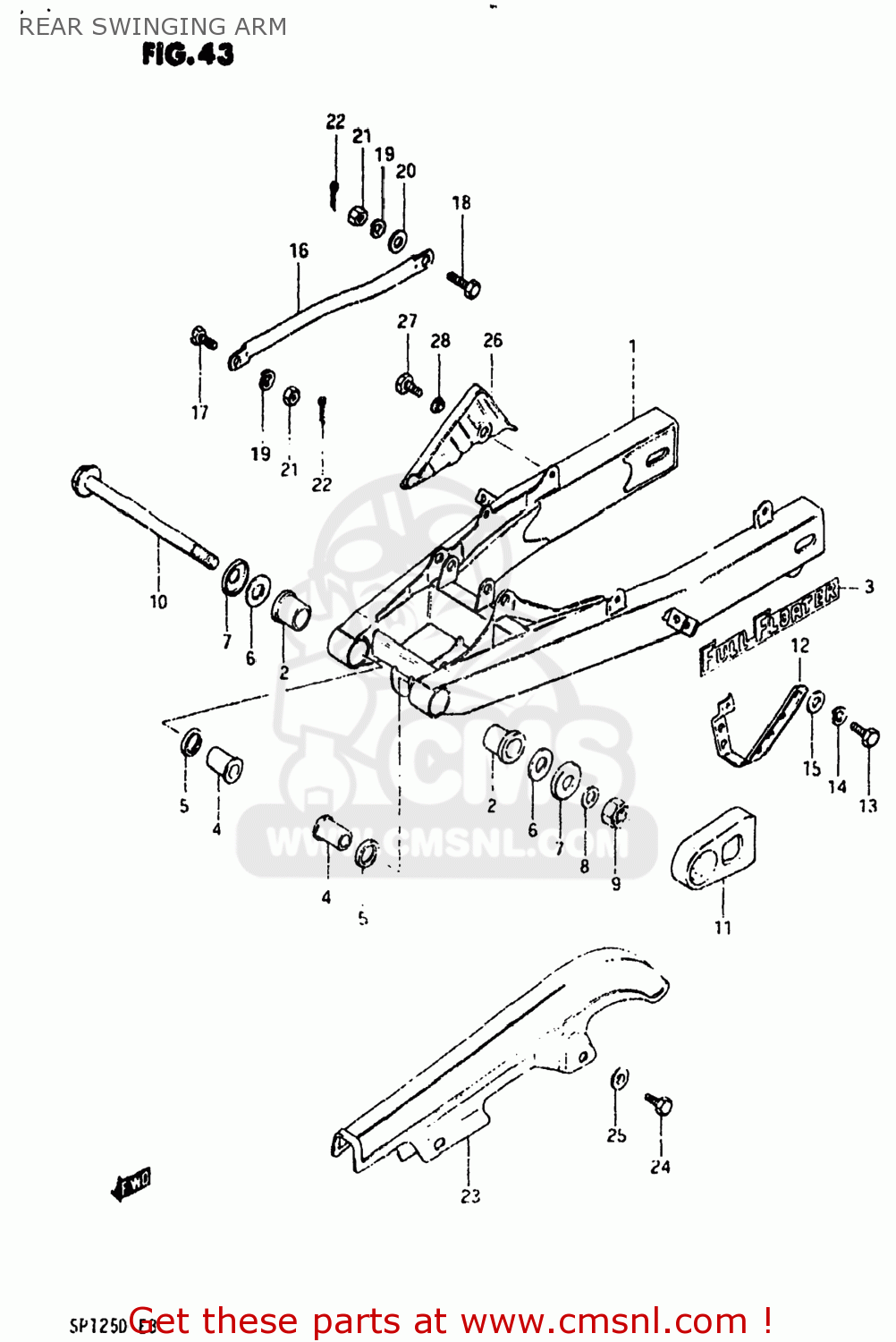 REAR SWINGING ARM SP125 1982 (Z) USA (E03)