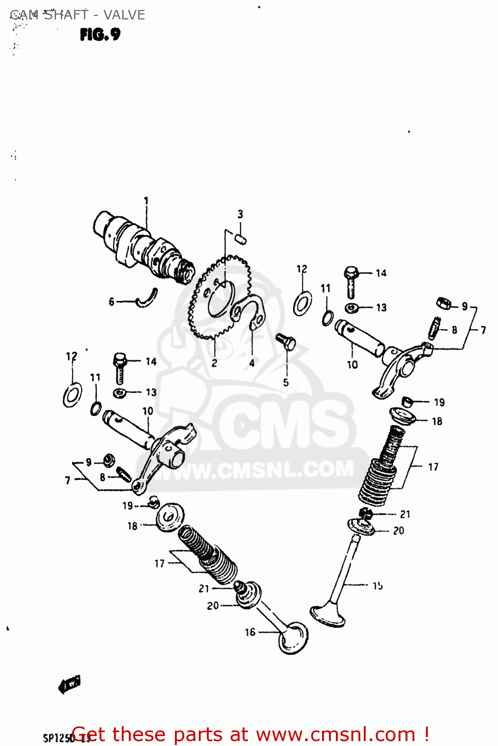 Suzuki SP125 1983 (D) USA (E03) CAM SHAFT - VALVE - buy original CAM ...