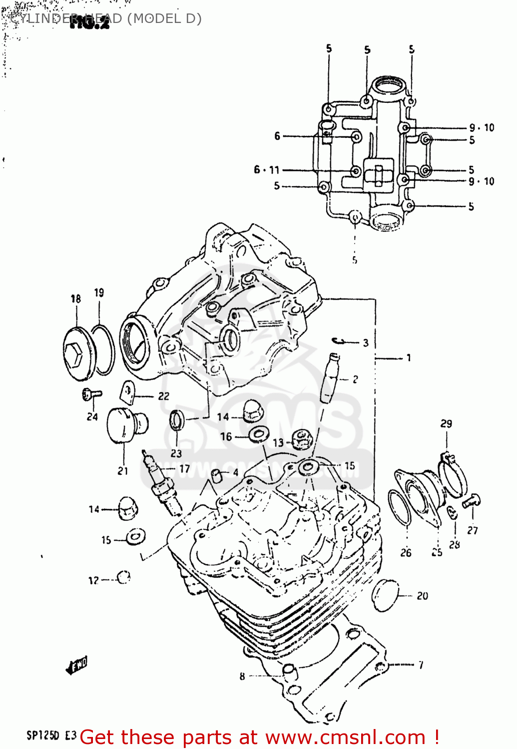 Suzuki SP125 1983 (D) USA (E03) CYLINDER HEAD (MODEL D) - buy original ...