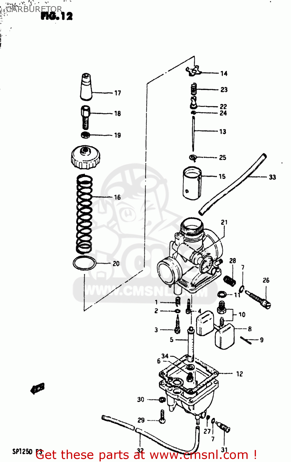 CARBURETOR SP125 1983 (D) USA (E03)