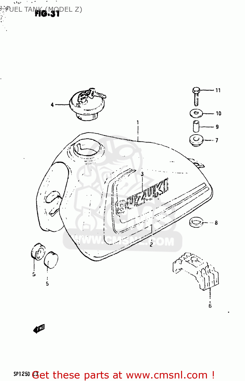 FUEL TANK (MODEL Z) SP125 1983 (D) USA (E03)