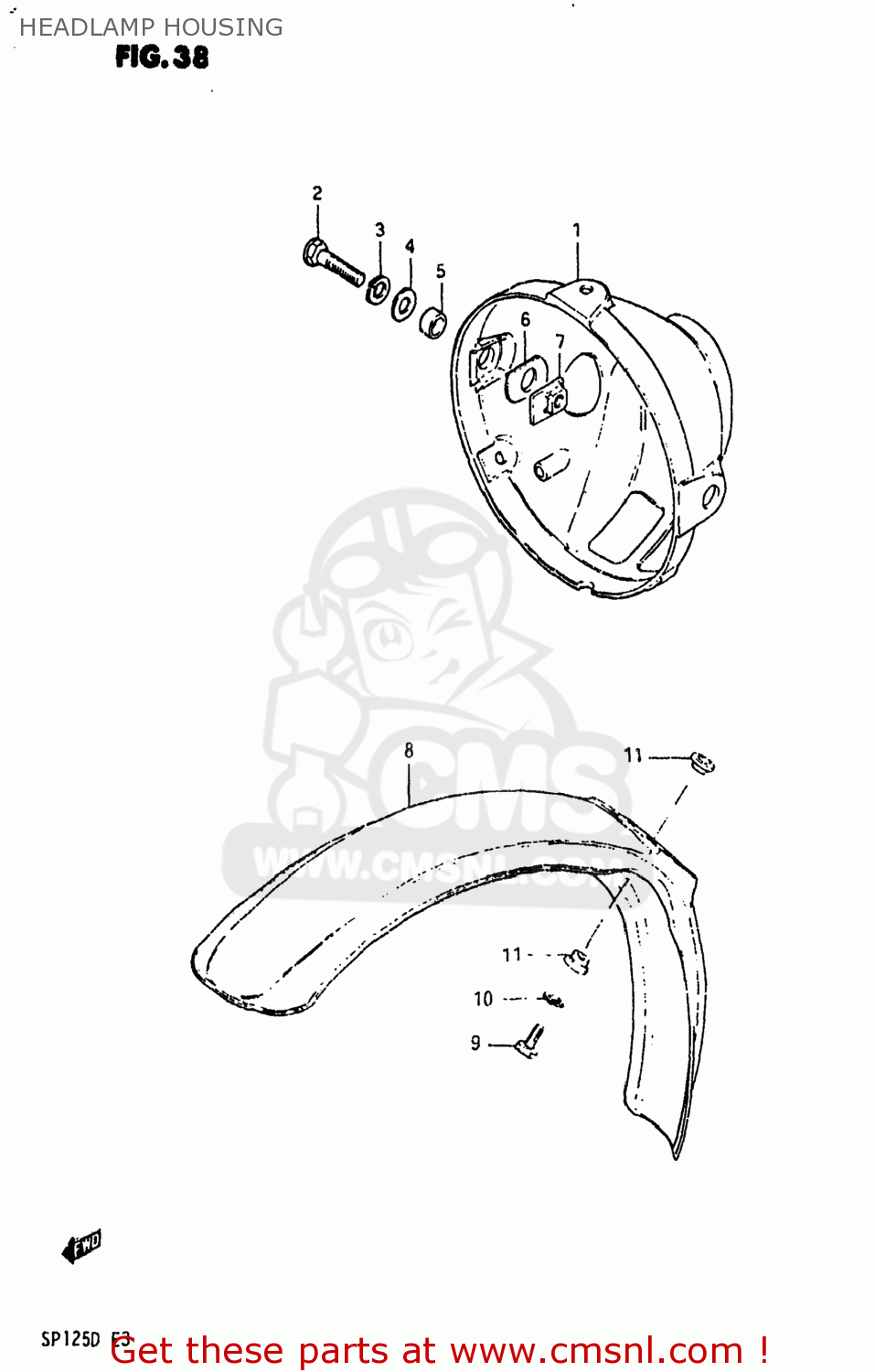 HEADLAMP HOUSING SP125 1983 (D) USA (E03)