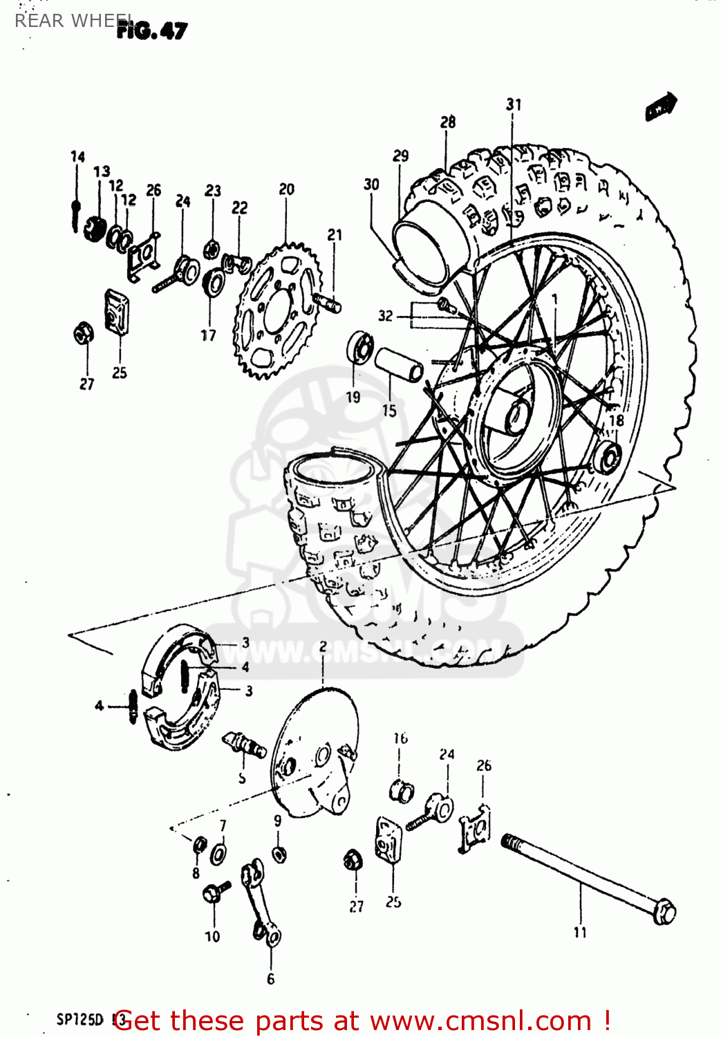 REAR WHEEL SP125 1983 (D) USA (E03)