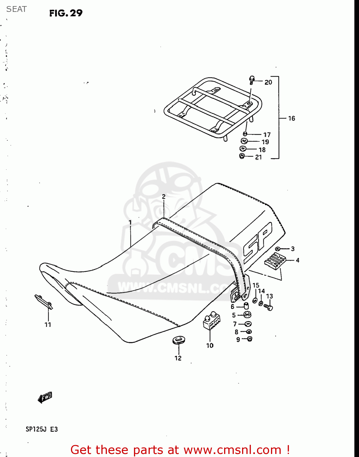 Suzuki SP125 1986 (G) USA (E03) SEAT - buy original SEAT spares online